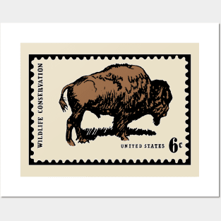 Vintage Wildlife Conservation united States Stamp With Buffalo Posters and Art